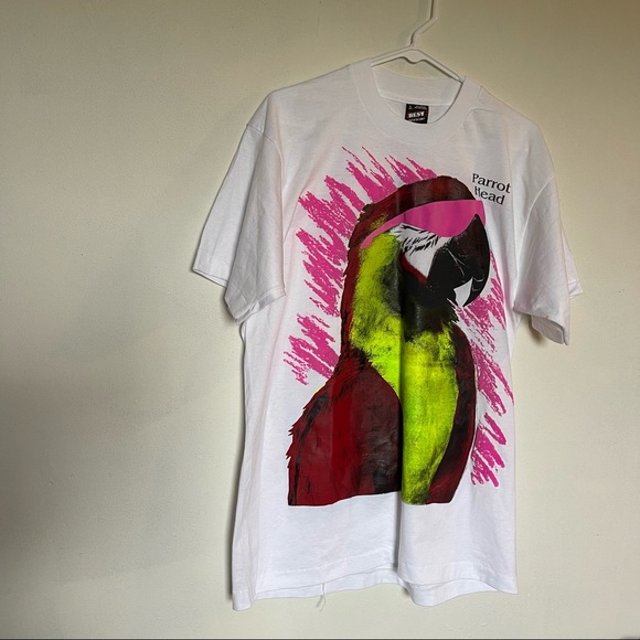 Vintage 80s 90s parrot head graphic tee shirt (bins) - Picture 1 of 8